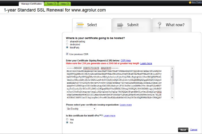 Usar el CSR anterior